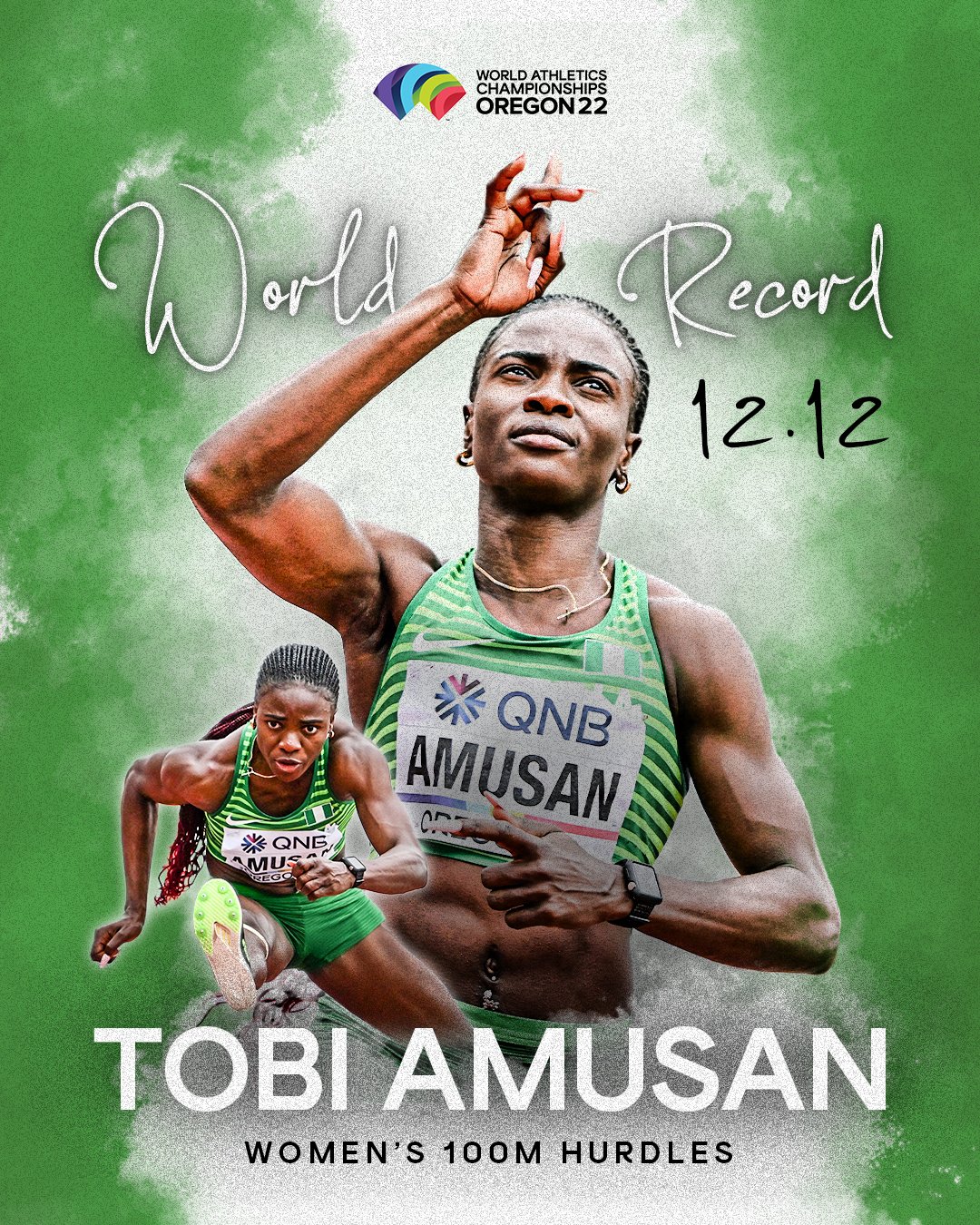 NIGERIA’S SPRINTER TOBI AMUSAN SMASHES 8 YEARS RECORD IN WORLD ATHLETICS CHAMPIONSHIP AND STILL WON GOLD