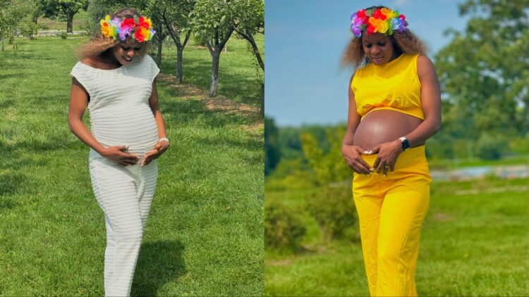 See how Super Falcons of Nigeria legend Ngozi Okobi welcomes her first child in Canada.