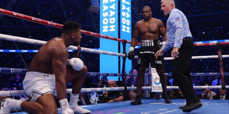 Anthony Joshua will have to wait to become a 3-time heavyweight champion after Daniel Dubois knocked him out in the 5th round at Wembley Stadium.