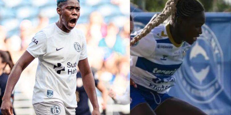 Super Falcons of Nigeria stars Asisat Oshoala scores the winning penalty for Bay FC against Seattle Reign while Rinsola Babajide scores penalty for Costa Adeje Tenerife against Real Madrid.