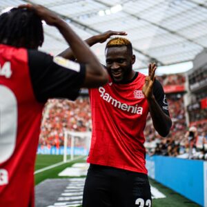 Victor Boniface was the hero as Bayer Leverkusen produced a stunning 4-3 comeback against Wolfsburg in the Bundesliga.
