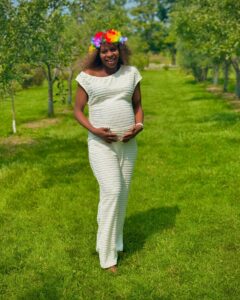 See how Super Falcons of Nigeria legend Ngozi Okobi welcomes her first child with Ahmed Okeoghene in Canada.
