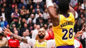 NBA: LeBron James and Anthony Davis go crazy as Lakers beat Raptors for 1st road win