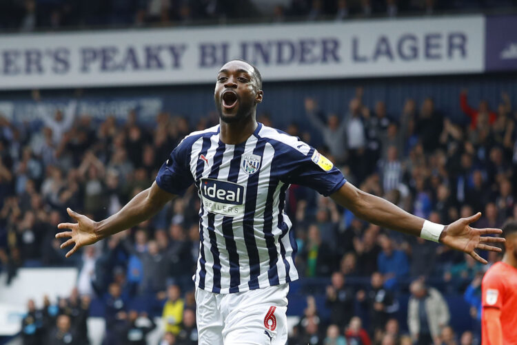 WEST BROMWICH, ENGLAND - SEPTEMBER 22: Semi Ajayi of West Bromwich Albion celebrates scoring during the Sky Bet Championship match between West Bromwich Albion and Huddersfield Town at The Hawthorns on September 22, 2019 in West Bromwich, England. (Photo by Malcolm Couzens/Getty Images)