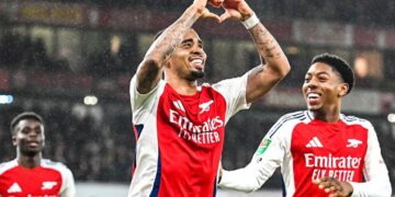 Gabriel Jesus bags hat trick to send Arsenal into EFL Cup semi-finals