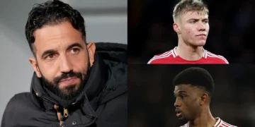 Ruben Amorim reacts to heated exchange between Diallo and Hojlund against Plzen