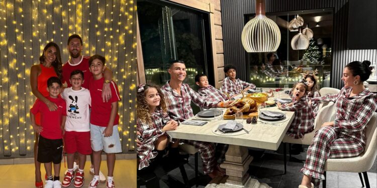 Cristiano Ronaldo and Lionel Messi celebrate Christmas in style