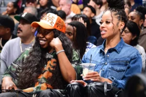 Arike Ogunbowale (left) and Lala Ronay. Photo: Adam Pantozzi/NBAE via Getty