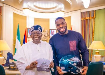 Tinubu hosts Super Bowl champion Moro Ojomo, urges him to mentor Nigerian youths