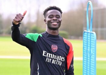 “Hello Again” – Saka returns to Arsenal training ahead of UCL clash with Real Madrid