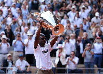 Dembélé presents PSG’s historic Champions League trophy at Roland Garros