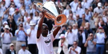 Dembélé presents PSG’s historic Champions League trophy at Roland Garros