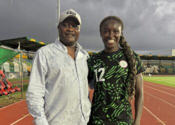 Babajide celebrates first Super Falcons start and victory with father in attendance