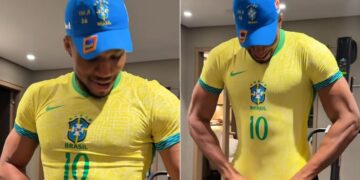 Vinícius Júnior gifts Giannis Antetokounmpo Brazil jersey and Nike boots