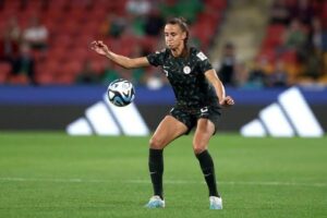 Ashleigh Plumptre is with the Super Falcons at the ongoing Women's Africa Cup of Nations in Morocco and has featured in two of the three group stage matches.