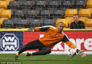 Carl Ikeme in action for Wolverhampton Wanderers 