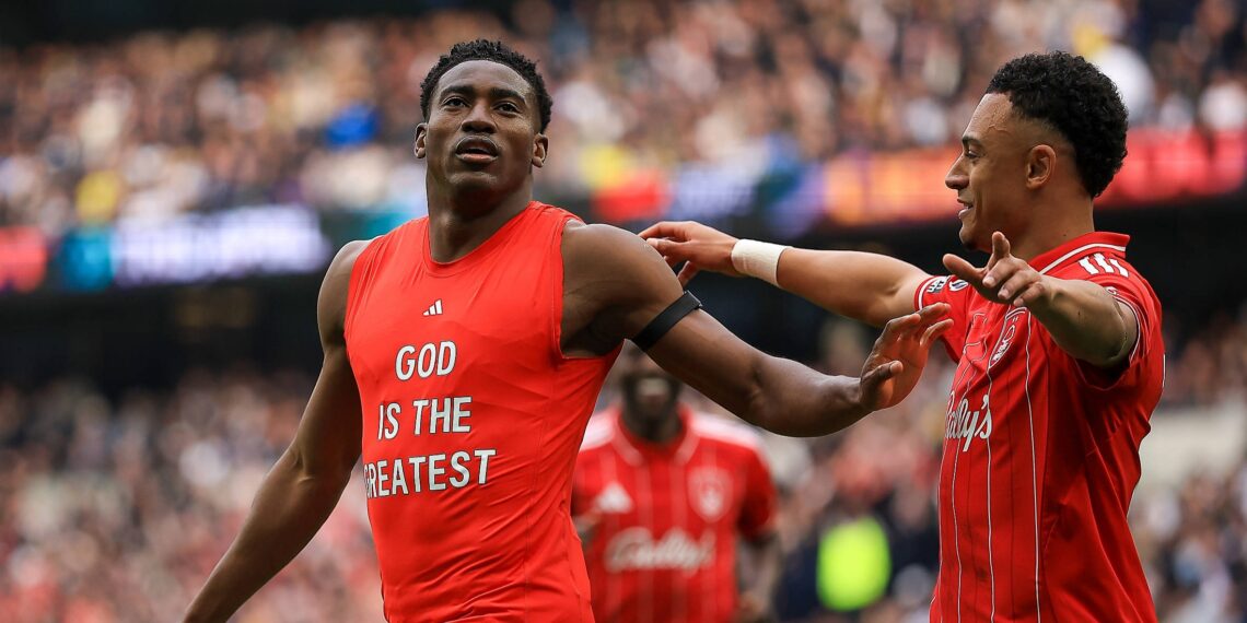 Taiwo Awoniyi in trouble after goal celebration against Tottenham