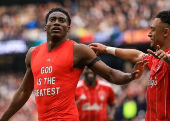 Taiwo Awoniyi in trouble after goal celebration against Tottenham