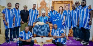 PHOTO! Chelsea Delegation, Victor Moses Visit Oba Elegushi for Football Development Talks