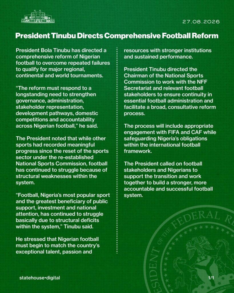 Nigerian football reform 