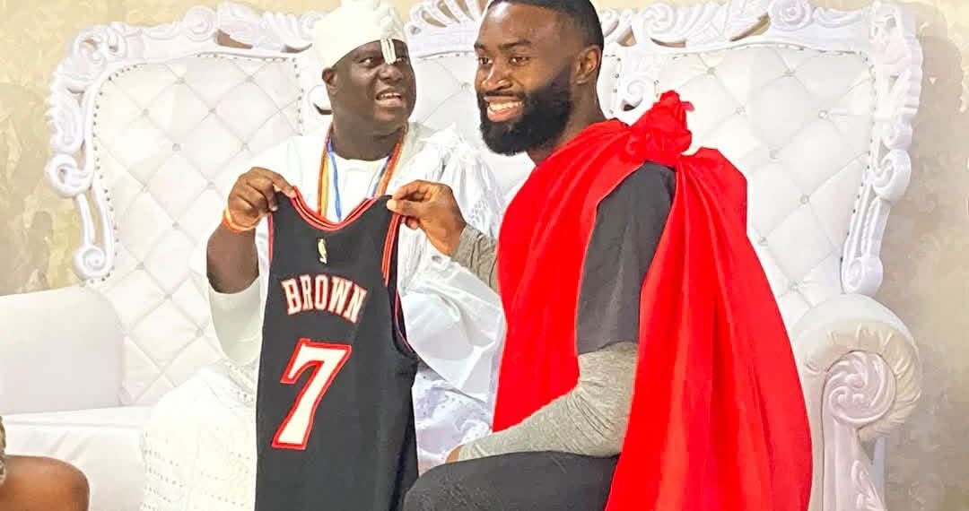 Jaylen Brown Honoured With Yoruba Name ‘Babatunde’ During Visit to Ooni of Ife